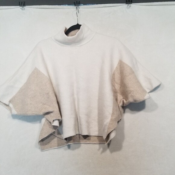 Note di Anita One Size Made in Italy Wool Cashmere Blend Poncho Brown Ivory - Picture 1 of 9